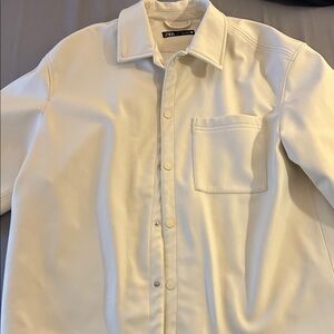 Zara Men's Off-White Button Down Shirt-Jacket